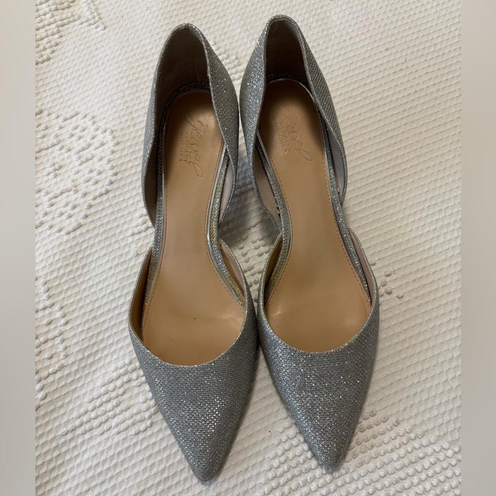 Jewel Badgley Mischka Silver Heels